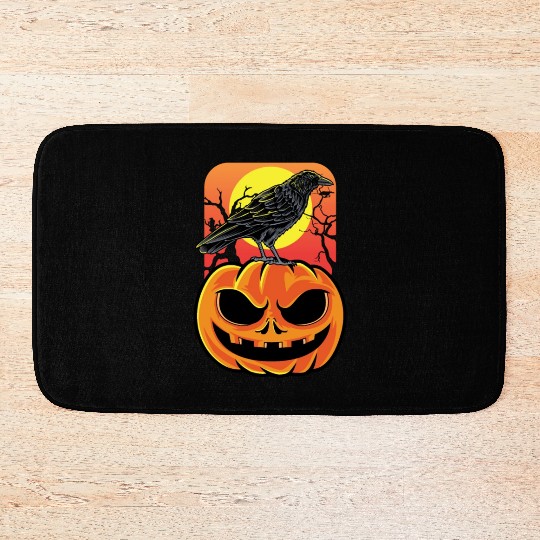 Crow Halloween Bird Watcher Gift Bath Mats