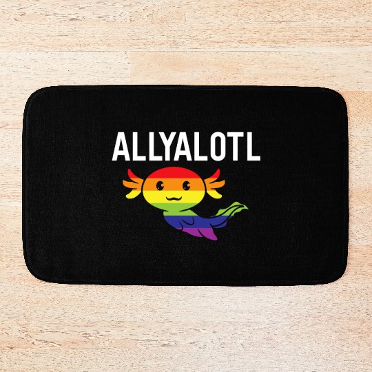 ALLYALOTL Axolotl Rainbow Pride Gay LGBTQ Bath Mats