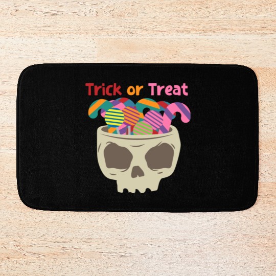 Halloween Trick or Treat scary Skull with Candy Bath Mats