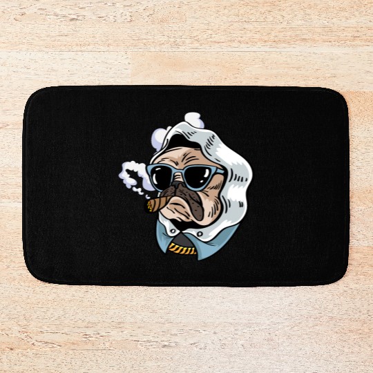Pug King Smoker Gift Bath Mats