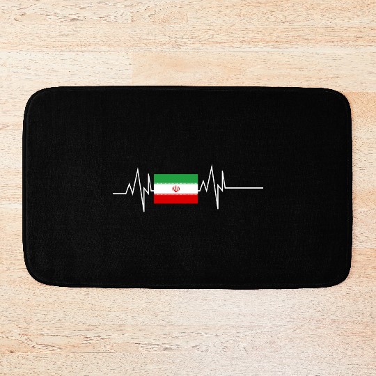 Iran Flag Heartbeat Bath Mats