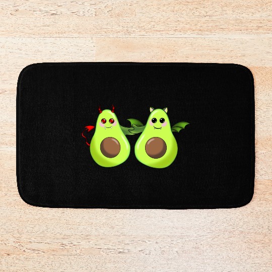Devil and bat avocado friends Bath Mats