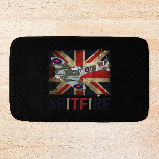 Spitfire WW2 Fighter Aircraft Airplane Union Jack Bath Mats