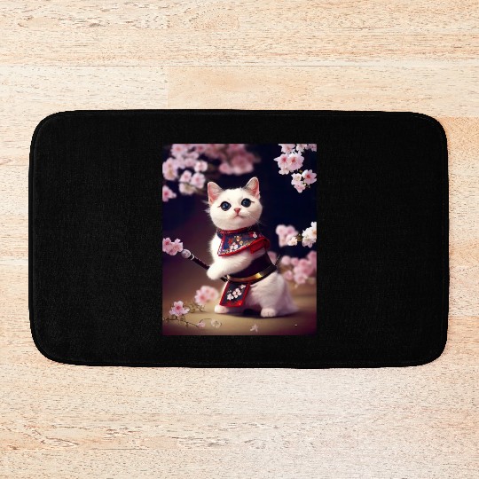 Samurai Cat Bath Mats