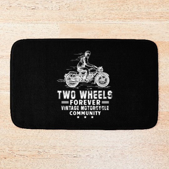 Two Wheels forever Vintage Motorcycle Community Bath Mats