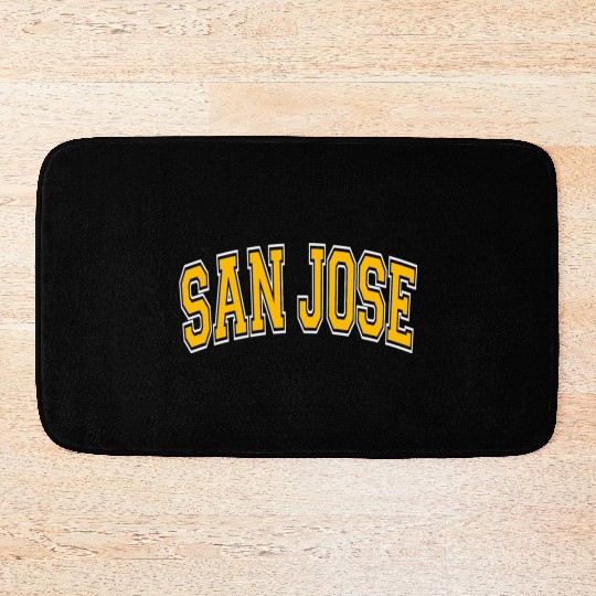 San Jose Varsity Style Amber Text Bath Mats