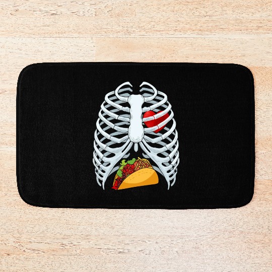 Funny Taco Skeleton Rib Cage Dad Halloween Costume Bath Mats