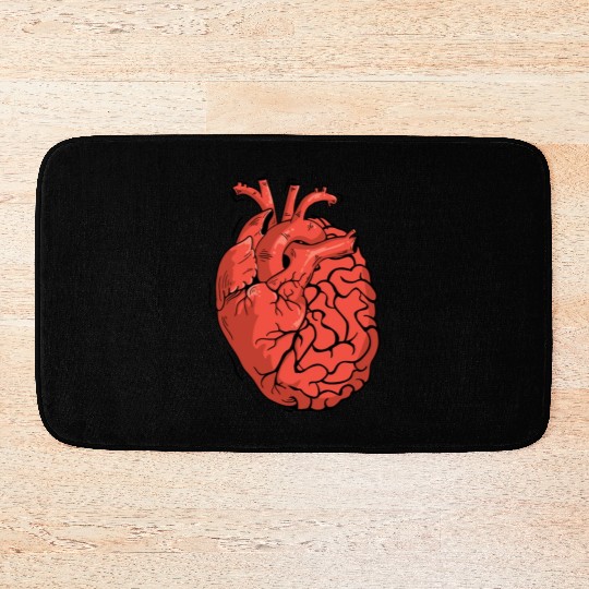Half Brain Half Heart Organ Anatomy Science Bath Mats