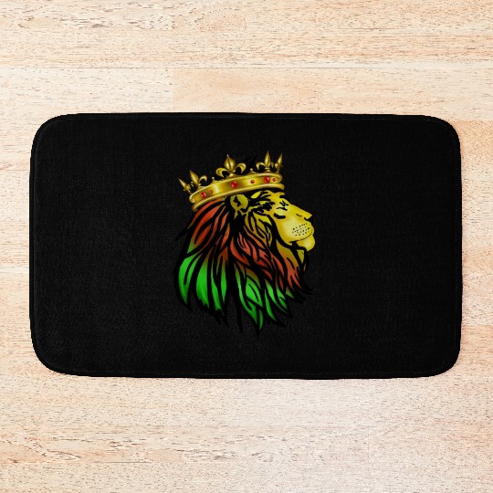 African Lion With Crown, African Colors Bath Mats