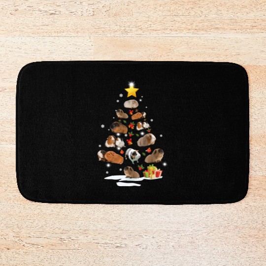 Guinea Pig Christmas Tree Xmas Funny Gift Bath Mats