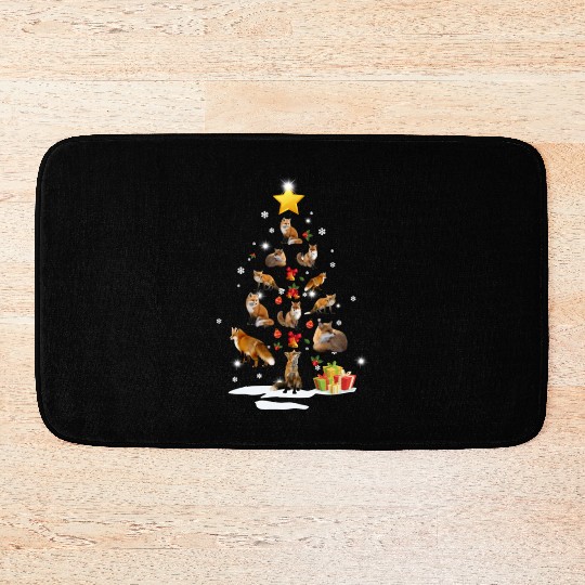 Fox Christmas Tree Fox Xmas Funny Gift Bath Mats