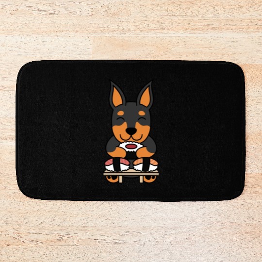 Sushi Lover Doberman Bath Mats