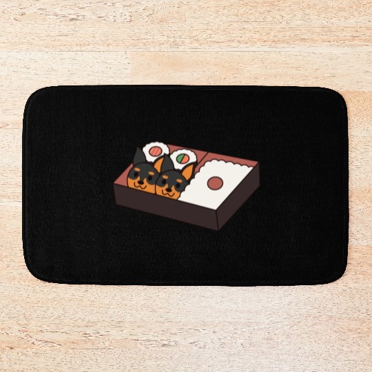 Sushi Bento Box Doberman Bath Mats