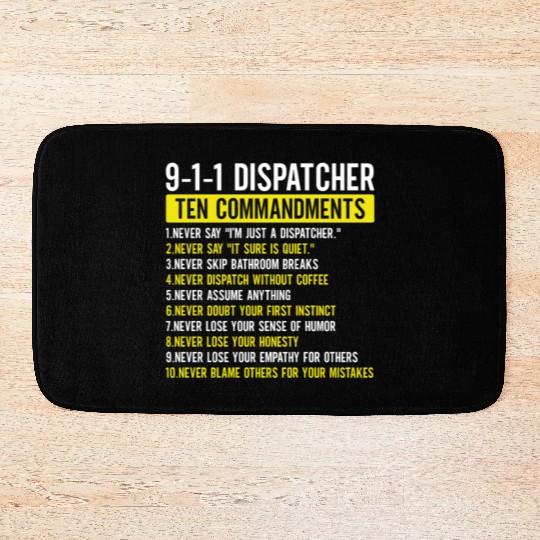 911 Dispatcher Ten Commandments Gold Line Operator Bath Mats
