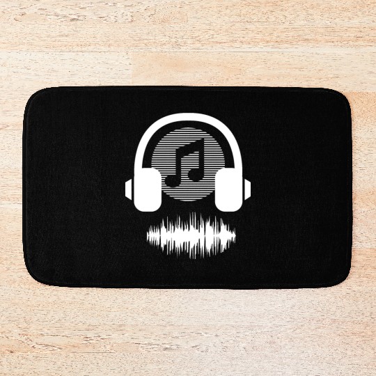 musica headphones novelty fun style 80s song Bath Mats