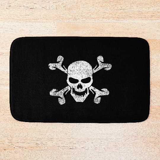 Plain Vintage Skull And Crossbones Bath Mats