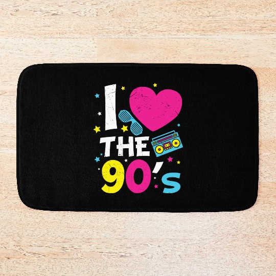 I Love the 90s Radio Cassette Tape Nostalgia Gifts Bath Mats