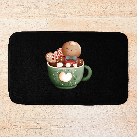 Christmas Gingerbread Graphic Bath Mats