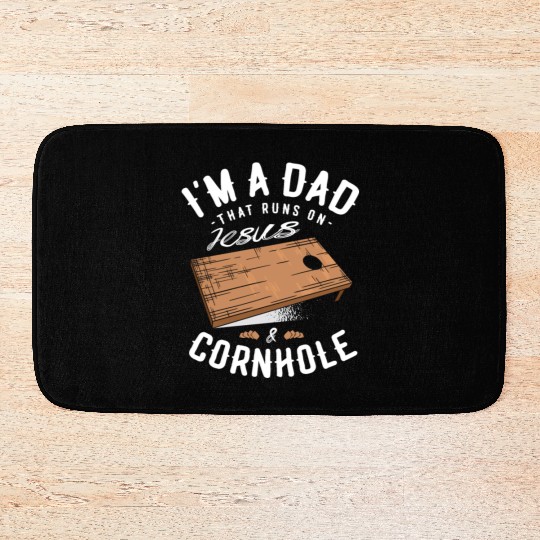 A Dad That Runs On Jesus And Cornhole Christian Bath Mats