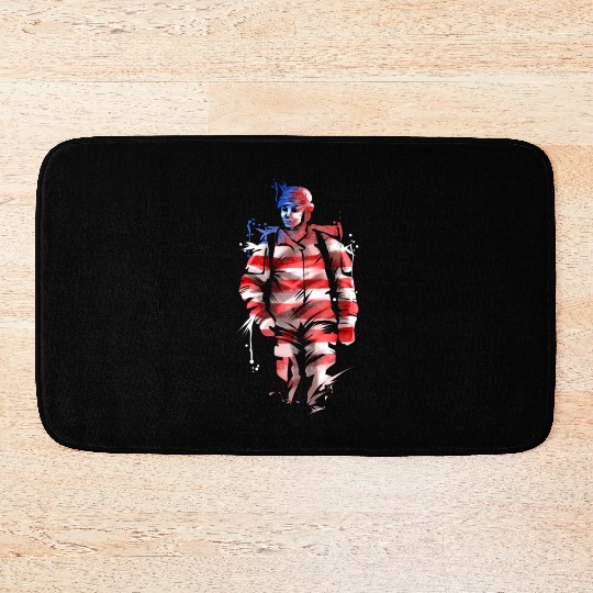 US Soldier In Us Flag Colours 4th Of July Bath Mats
