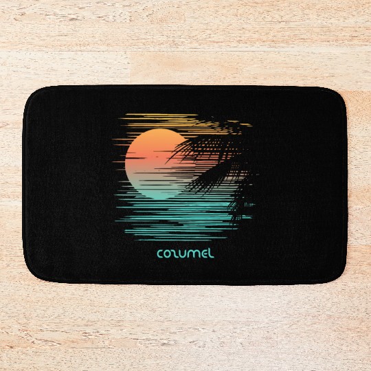 Artistic Cozumel Mexico Palm Tree Vacation Bath Mats