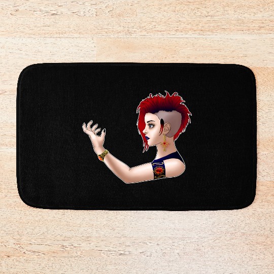 Goth Punk Girl with a white frame Bath Mats