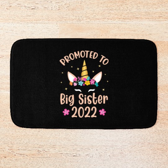 Promoted To Big Sister 2022 Unicorn Bath Mats
