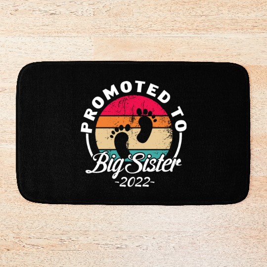 Promoted To Big Sister 2022 Retro Vintage Bath Mats