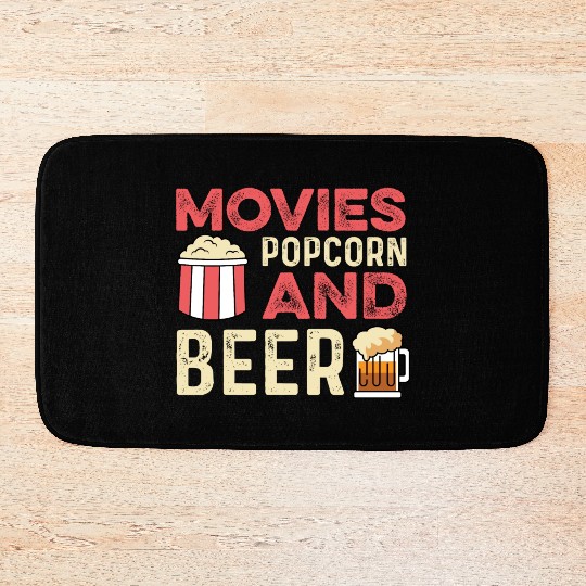 Movie Popcorn Beer Movie Critic Gift Bath Mats