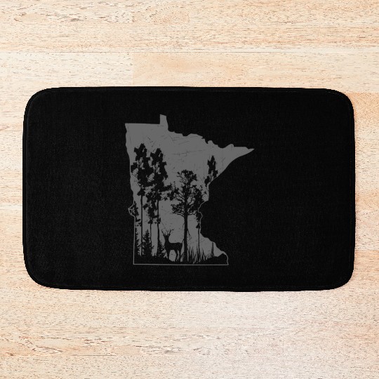 Proud Minnesota Deer Hunter State Map Outline Bath Mats