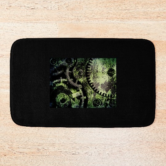 Clock Mechanism Copper Oxide Steampunk Abstract Bath Mats