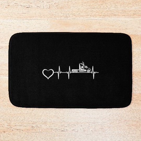 Truck Driver Heartbeat Trucking Heartbeat Truck Tr Bath Mats
