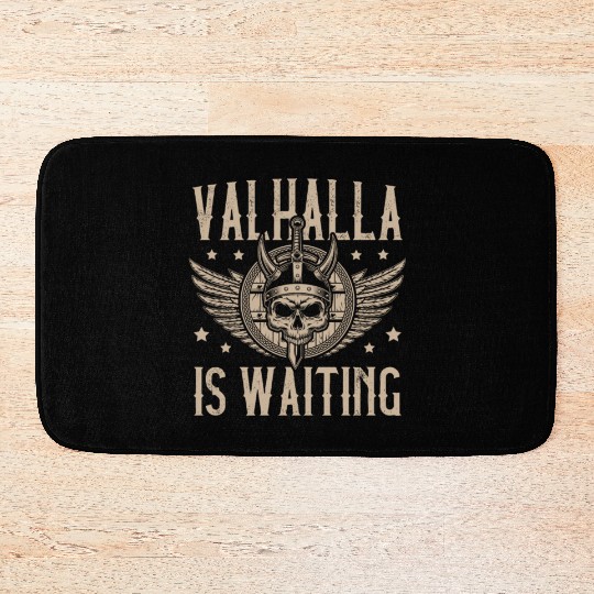 Valhalla is Waiting Pagan Norsemen Viking Warrior Bath Mats