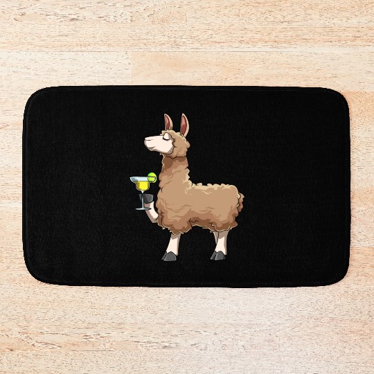 Funny Alpaca Drinks Cocktail for a Alpaca lover Bath Mats
