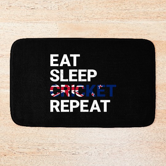 Eat Sleep Cricket Repeat NZ Flag Sports Gift Bath Mats