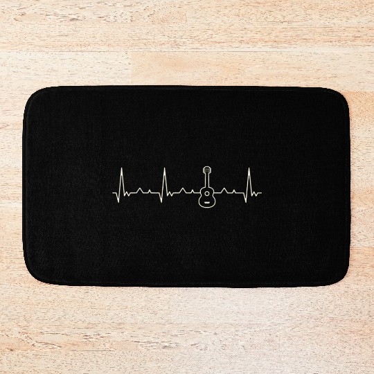 Guitar Aucustic. Heart. Love. EKG. Pulse. Beat. Bath Mats