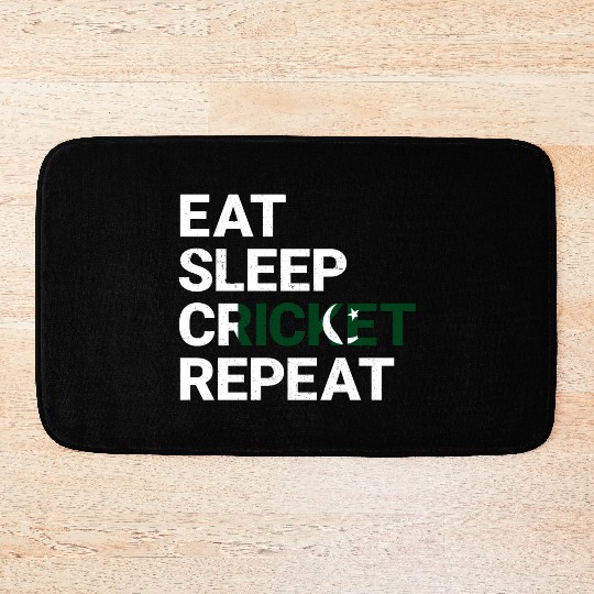 Eat Sleep Cricket Repeat PK Flag Sports Gift Bath Mats