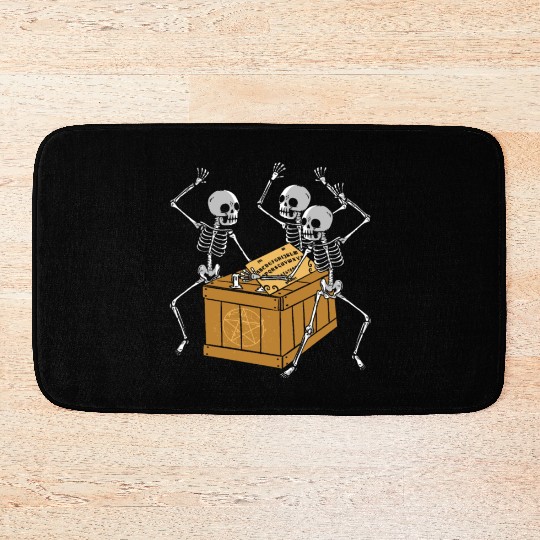 Retro Halloween Skeleton Playing Ouija Horror Bath Mats