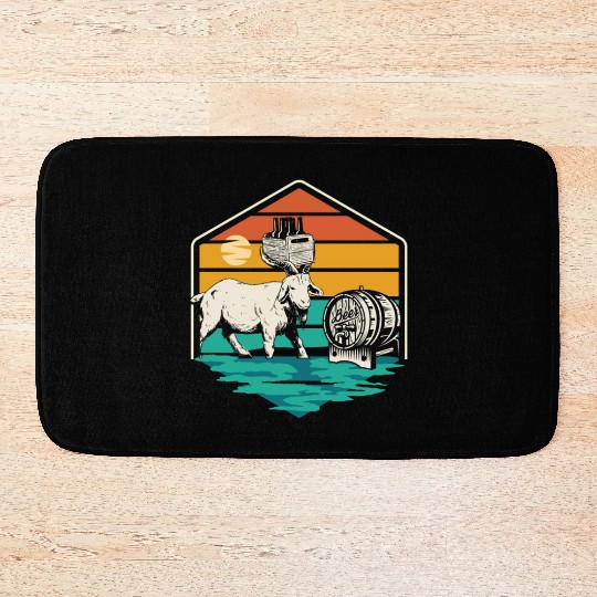 Beer Drinking Goat Men Beer Lover Bath Mats