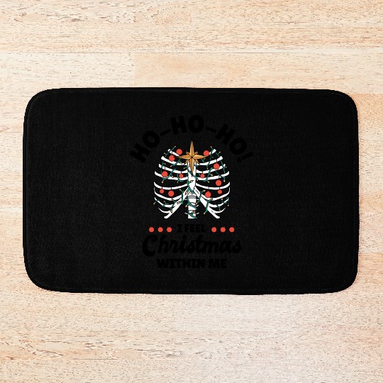 Christmas Holiday Skeleton Rib Cage Radiology Bath Mats