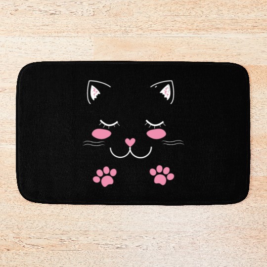 Adorable cat face Bath Mats