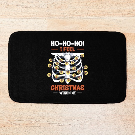 Christmas Holiday Skeleton Rib Cage Radiology Bath Mats