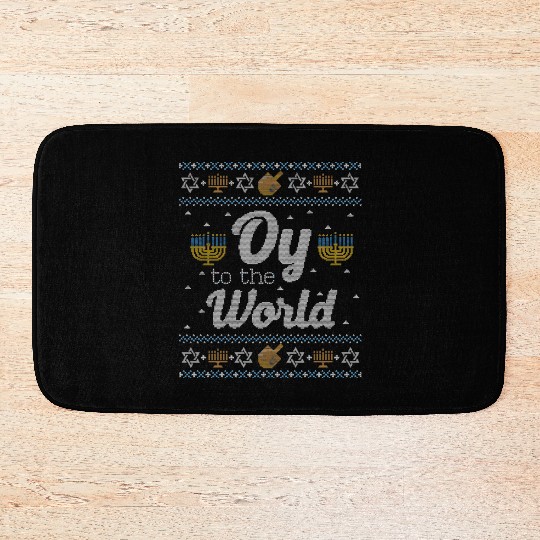 Funny Ugly Hanukkah Oy To The World Bath Mats