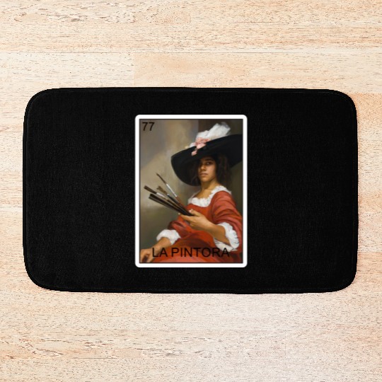 La Pintora The Painter Card Mexican Lottery Card Bath Mats