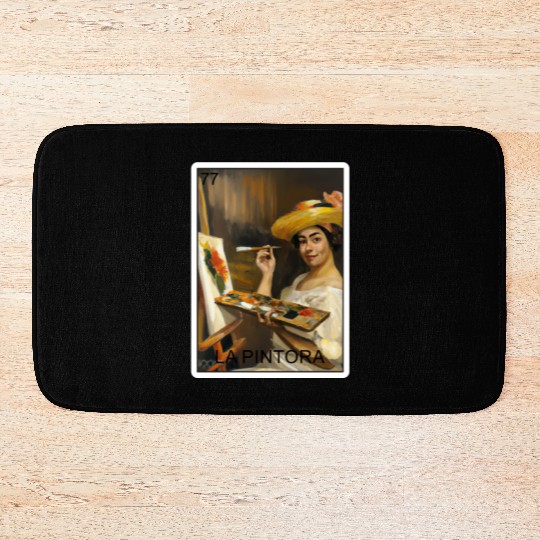 La Pintora The Painter Card Mexican Lottery Card Bath Mats