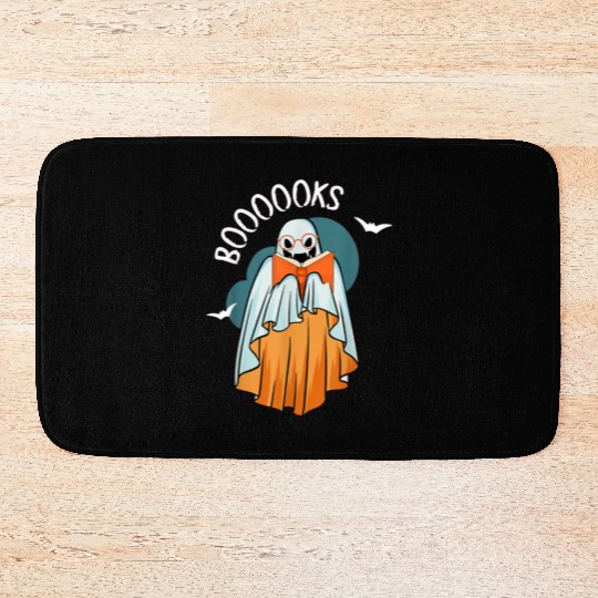 Ghost Book Reading Teacher School Funny Halloween Bath Mats