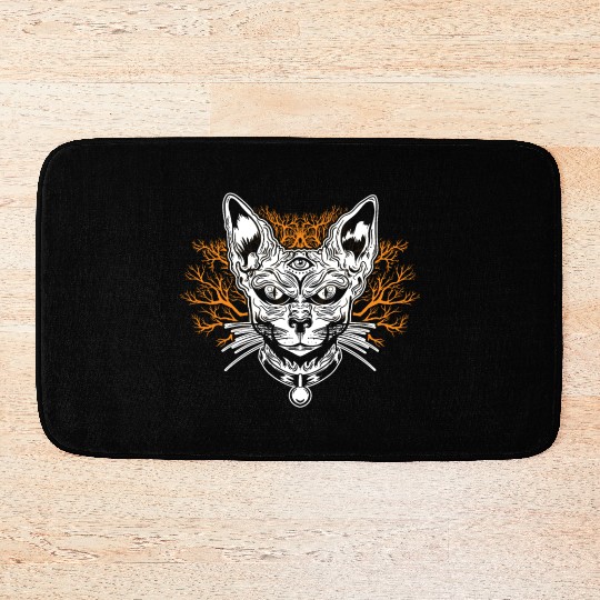 Goth Cat Concert Festivals Black Heavy Death Metal Bath Mats
