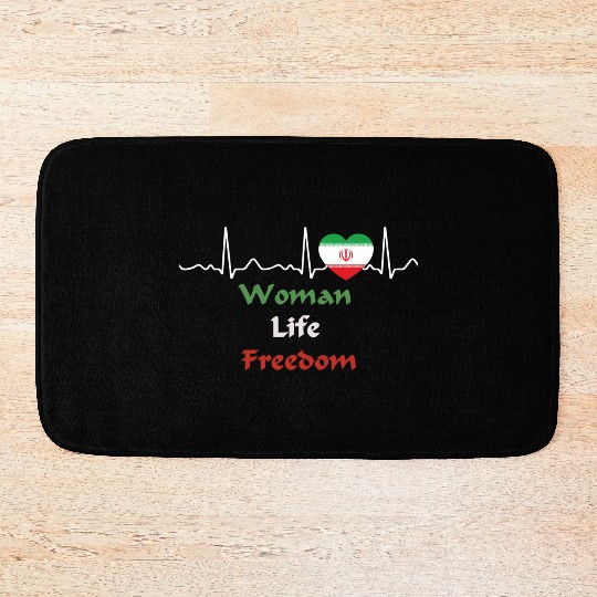 Iran - heartbeat, heart line, woman, life, freedom Bath Mats