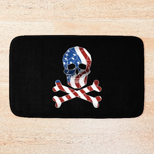 Amercan Flag Skull Usa 1776 Patroitic Bath Mats