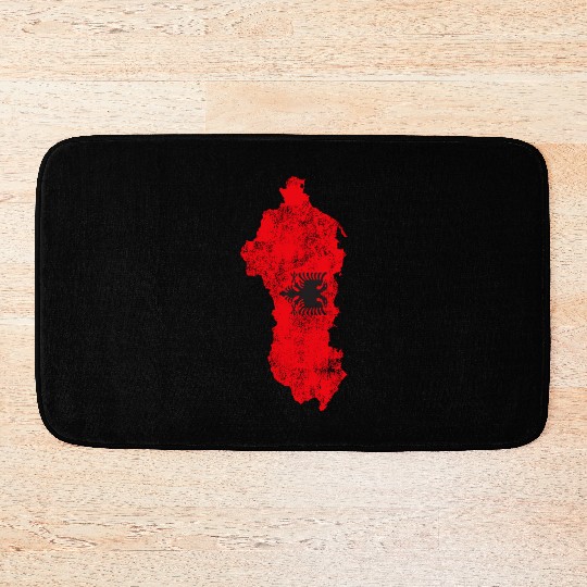 Albania Flag Country Outline Shape Bath Mats